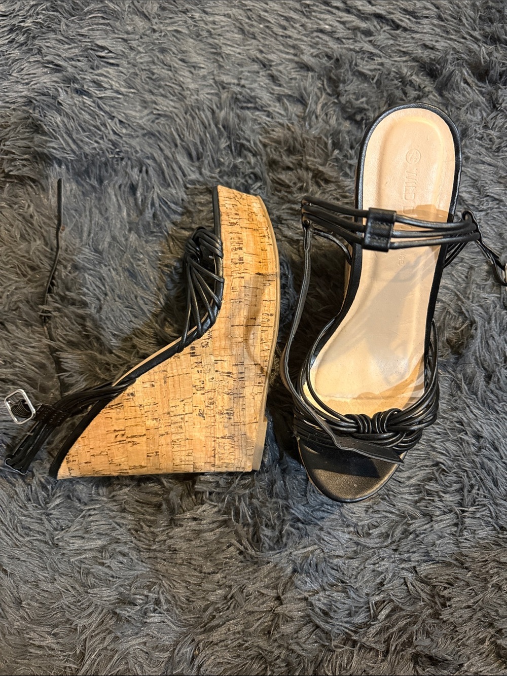 Target Black Strappy Cork Wedge Sandals
